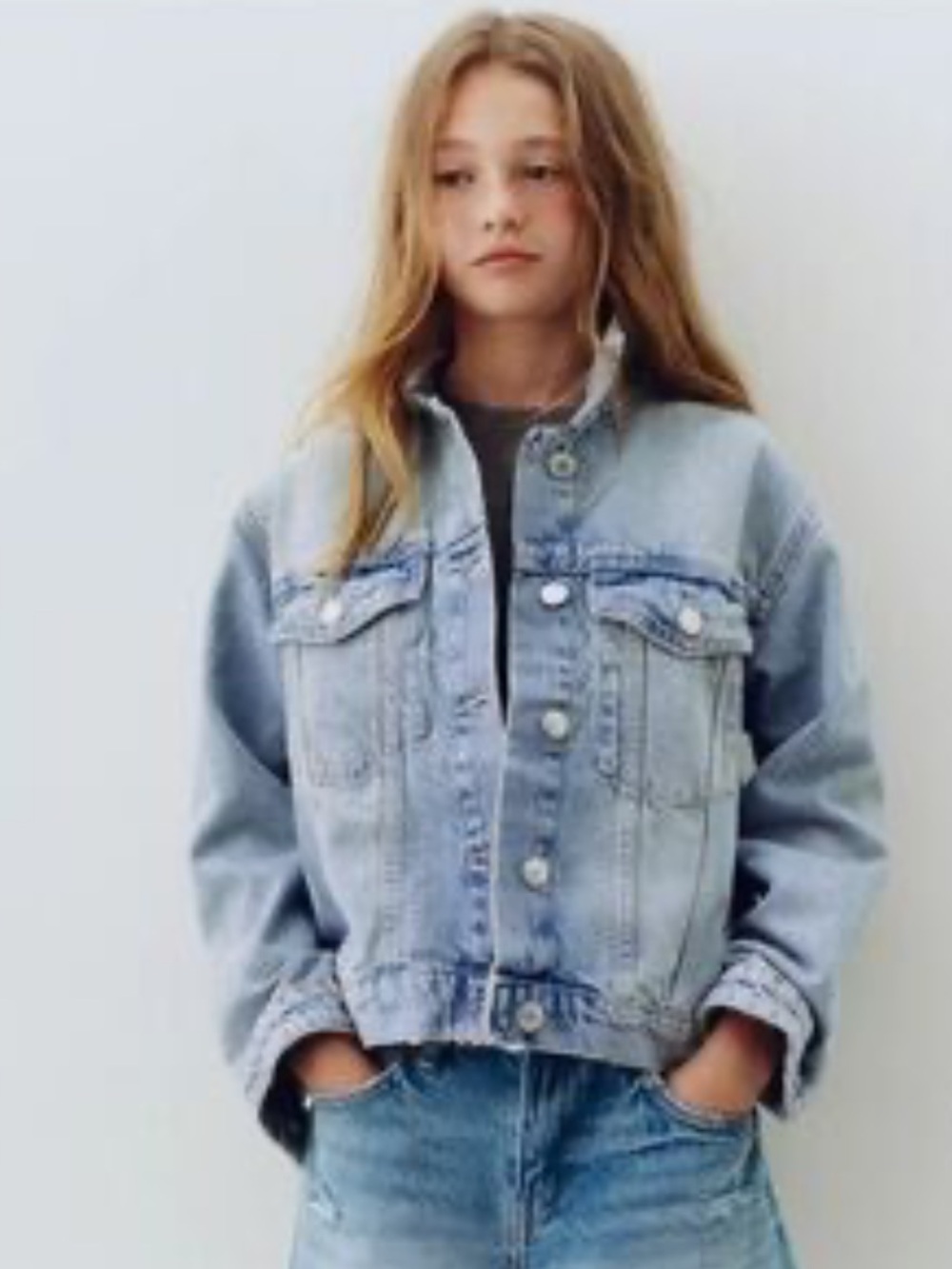 Zara Girls 9 years Light Wash Blue Denim Jean Jacket